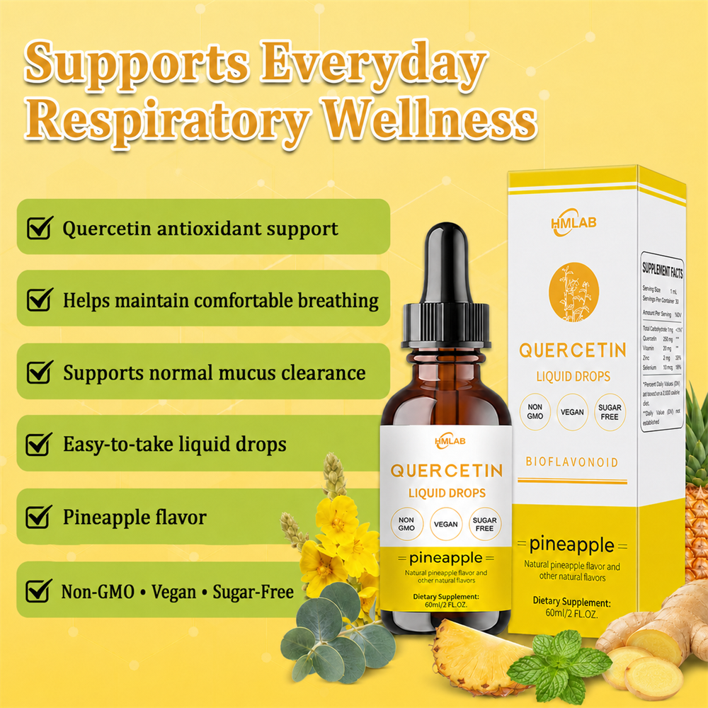 ⚡💧✅US Official Store: HMLAB® Quercetin Lung Cleanse Liquid Drops（👨‍⚕️Directly acts on COPD, asthma, chronic bronchitis (CB), respiratory infections, lung cancer, sinusitis, and other conditions）（副本）