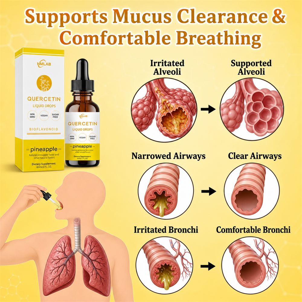 ⚡💧✅US Official Store: HMLAB® Quercetin Lung Cleanse Liquid Drops（👨‍⚕️Directly acts on COPD, asthma, chronic bronchitis (CB), respiratory infections, lung cancer, sinusitis, and other conditions）（副本）