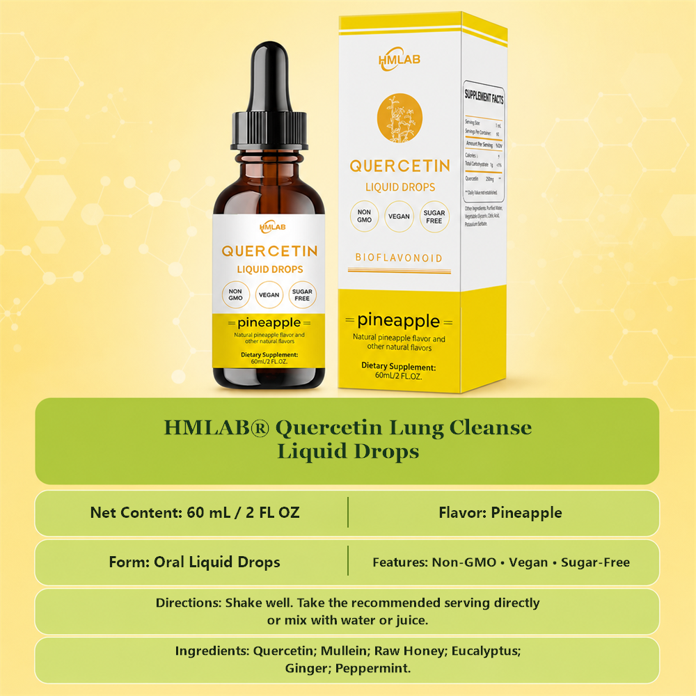 ⚡💧✅US Official Store: HMLAB® Quercetin Lung Cleanse Liquid Drops（👨‍⚕️Directly acts on COPD, asthma, chronic bronchitis (CB), respiratory infections, lung cancer, sinusitis, and other conditions）（副本）