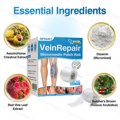 🇬🇧🏆🦵🛡️GFOUK® VeinRepair Microneedle Patch Roll⚡Instant Relief, Long-Term Results